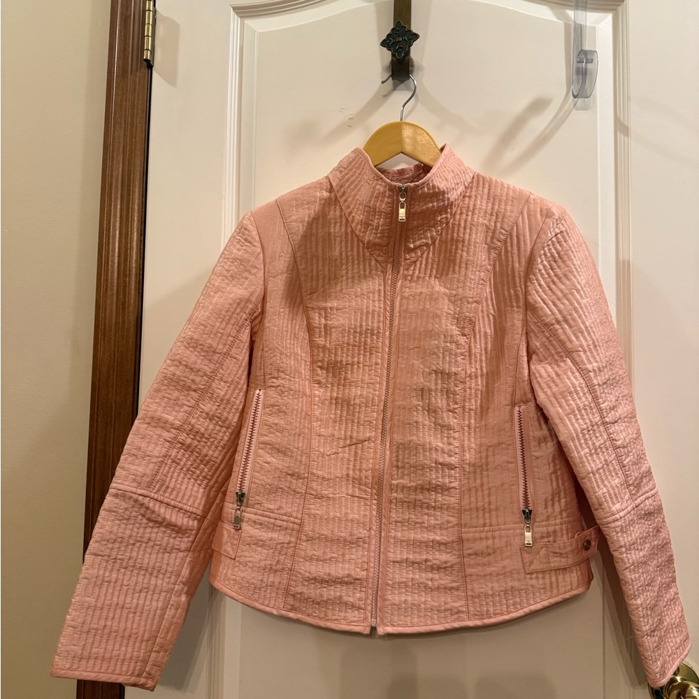 Perry Ellis Light Pink Quilted Bomber Jacket